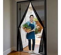 Magnetic Screen Door 200 x 270 cm Mesh Curtain Anti Mosquito with Powerful Magnets and Full Frame Hook&Loop, No Gap, Keep Bugs Out Lets Fresh Air in, Kid and Pet Friendly, Black