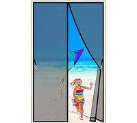 Magnetic Screen Door, 200x205cm, Customizable, 100% Fibreglass Fly Mesh Net, with Magnets & Magic Paste, Double Door Insect Fly Mesh for Balcony Kitchen Sliding Door, Black