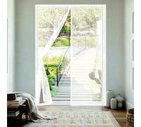Magnetic Screen Door 205 x 187 cm, Automatically Closes, Keep Insects, with Strong Magnets and Magic Band, Without Drilling, Magnetic Screenfly Doors Pet & Kid Friendly, White