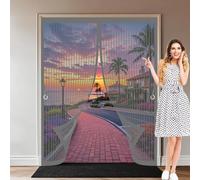 Magnetic Screen Door 205 x 190 cm with Powerful Magnets & Full Frame Magic Tape, Keep Bugs Out & Lets Fresh Air in Magnetic Screen Fly Doors for Patio Doors Bedroom, Grey