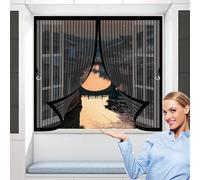 Magnetic Screen Door 210 x 200 cm Anti Mosquito, Keep Fresh Air in, Portable, Foldable, Custom Sizes, Magnetic Window Fly Screen for Patio Door/Balcony, Black