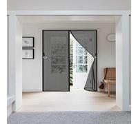 Magnetic Screen Door 228 x 144 cm Keep Bugs Out Lets Fresh Air in Fly Screens Doors Nets with Powerful Magnets and Full Frame Magic Tape Ideal for Balcony ＆ Bedroom Doors, Black