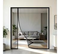 Magnetic Screen Door 230x260cm Left Right Side Opening Magic Paste Curtains Walk Through Easily Top-to-Bottom Seal Snaps Shuts Automatically Easy 16-Min Install Black