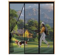 Magnetic Screen Door 240x215cm Black Double Mesh Curtain with Full Frame Magic Tape Instant Walk Through Door for Home Kids & Pets Easy Access Outdoor Solution