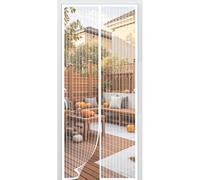 Magnetic Screen Door 250 x 200 cm Mesh Curtain Anti Mosquito with Powerful Magnets and Full Frame Hook&Loop, No Gap, Keep Bugs Out Lets Fresh Air in, Kid and Pet Friendly, White