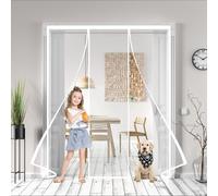 Magnetic Screen Door 250x205cm New Upgraded -Durable Mesh Curtain with Weights in Bottom-Full Frame Magic Seal-Hands Free-Pet and Kid Friendly White