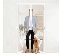Magnetic Screen Door 260 x 400 cm Bug Mesh Curtain with Powerful Magnets Keep Bugs Out Lets Fresh Air in Screen Doors with Magnets for Home, Living Room, Bedroom, Workshop, White