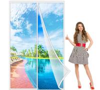 Magnetic Screen Door 310x200 cm, Walk Through Screen Door Install Without Drilling No Bugs Mesh Curtain for Sliding Glass Door Patio Door White, Reinforced