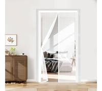 Magnetic Screen Door 47 x 227 cm Powerful Magnets and Magic Tape, No Drill Installation, Automatically Closes Keeps Bugs Out Anti Mosquito Mesh Curtain for Sliding Door, White