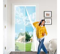 Magnetic Screen Door 52 x 185 cm Powerful Magnets Heavy Duty Self-Sealing Mesh Anti Mosquito Mesh Fly Curtain Easy to Install Without Drilling for Balcony Patio Bedroom, White