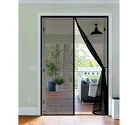 Magnetic Screen Door 52 x 243 cm Powerful Magnets and Magic Tape, No Drill Installation, Automatically Closes Keeps Bugs Out Anti Mosquito Mesh Curtain Pet & Kid Friendly, Black