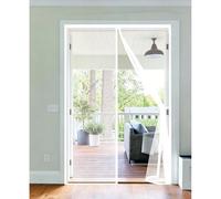 Magnetic Screen Door 56 x 198 cm Powerful Magnets and Magic Tape, No Drill Installation, Automatically Closes Keeps Bugs Out Anti Mosquito Mesh Curtain Pet & Kid Friendly, White