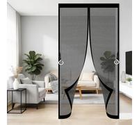 Magnetic Screen Door 60 x 155 cm Frame Hook & Loop Keep Bugs Out Lets Fresh Air in No Gap Reinforced Patio Door Net for Patio Doors Balcony Sliding, Black