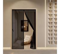 Magnetic Screen Door 61 x 215 cm with Reinforced Magnetic Strips Auto-Close, No Tools Installation, Keep Insects, Resistente Anti Mosquito Mesh Curtain for Bedroom, Black