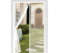 Magnetic Screen Door 63 x 218 cm with Powerful Magnets Automatically Closes and Magic Tape, Install Without, Keep Bugs Out, Patio Insect Door Screen for Balcony, White