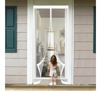 Magnetic Screen Door 64 x 140 cm Keeps Bugs Out, Lets Fresh Air in, No Gap, Snap Shut Automatically, Hands Free Bug Mesh Curtain for Patio Doors Balcony Bedroom, White