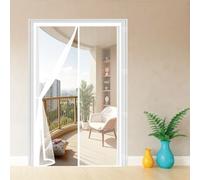 Magnetic Screen Door 64 x 171 cm Snap Shut Automatically Insect with Full Frame Magic Tape&Powerful Magnets, No Drill Installation Patio Insect Door Screen for Bedroom, White