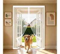 Magnetic Screen Door 66 x 238 cm with Powerful Magnets and Full Frame Magic Tape, Hands Free Closing Magnetic Door Screen Fly Curtains for Doors for Kitchen Bedroom, White