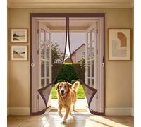 Magnetic Screen Door 68 x 206 cm with Powerful Magnets and Full Frame Magic Tape, Hands Free Closing Magnetic Door Screen Fly Curtains for Doors for Kitchen Bedroom, Brown