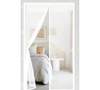 Magnetic Screen Door 68 x 212 cm Automatically Closes Keeps Bugs Out, Powerful Magnets and Magic Tape, No Drill Installation, Door Curtains to Stop Flies for Sliding, White
