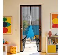 Magnetic Screen Door 69 x 204 cm Full Frame Magic Tape Fly Screen Curtain Keep Bugs Out Lets Fresh Air Suitable for Balcony, Terrace, Cellar, Bedroom and Sliding Room, Black