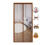 Magnetic Screen Door 69x102in Durable Fly Mesh with Auto Seal No Drilling Installation for Living Room Kids' Room BalconyBrown Insect & Bug Proof