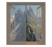 Magnetic Screen Door 70 x 50 cm Easy Installation No Drilling Or Screwing Powerful Magnets Snap Shut Automatically for Windows Nets to Keep Bugs Out, Grey