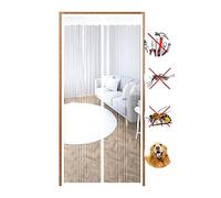 Magnetic Screen Door 73"x96"Super Strong Fly Mesh Auto Seal Keeps Bugs Out No Drilling Required Ideal for Kids & Pets Front Door & Outdoor Use White
