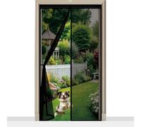 Magnetic Screen Door 74 x 220 cm, Automatically Closes, Keep Insects, with Strong Magnets and Magic Band, Without Drilling, Anti Mosquito Mesh Curtain Pet & Kid Friendly, Black