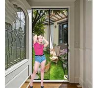 Magnetic Screen Door 75 x 123 cm Full Frame Magic Tape, Powerful Magnets Fly Screen Curtain Lets Fresh Air, Easy to Install Pet and Kid Friendly, Black
