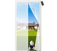 Magnetic Screen Door 75 x 180 cm with Full Frame Hook and Loop and Powerful Magnets That Snap Shut Automatically (White)