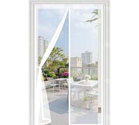Magnetic Screen Door 75 x 195 cm, Automatically Closes, Keep Insects, with Strong Magnets and Magic Band, Without Drilling, Door Curtains to Stop Flies for Sliding, White