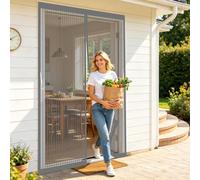 Magnetic Screen Door 75 x 212 cm Full Frame Magic Tape, Magnet Silent Closure, No Punching Magnetic Fly Screen Door, Heavy Duty Bug Mesh Curtain for Front Back, Grey
