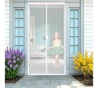 Magnetic Screen Door 76 x 178 cm Heavy Duty Fly Screens for Doors No Drill Installation for Keeping Out Flies & Bug, White