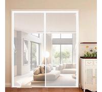 Magnetic Screen Door 80 x 160 cm Frame Hook & Loop, Powerful Magnets Fly Screens for Doors No Drill Installation, Keep Bugs Out for Living Garage Doors, White