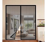 Magnetic Screen Door 80 x 160 cm Frame Hook & Loop, Powerful Magnets Fly Screens for Doors No Drill Installation, Keep Bugs Out for Living Garage Doors, Black