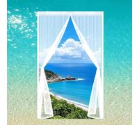 Magnetic Screen Door 80 x 205 cm Keep Bugs Out, Full Frame Magic Tape, Powerful Magnets, Self Sealing, No Drill Installation, Magnetic Screen Door for Balcony Bedroom Doors, White