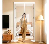 Magnetic Screen Door 82 x 248 cm with Powerful Magnets and Full Frame Magic Tape, Keep Bugs Out Magnetic Insect Door Screen Fly Net Curtains for Terrace, Cellar, White
