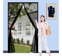 Magnetic Screen Door 85 x 230 cm with Powerful Magnets and Full Frame Magic Tape Patio Curtain Insect Mesh Easy to Install Without Drilling for Balcony Patio Bedroom, Black