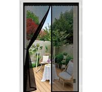 Magnetic Screen Door 86 x 212 cm, Automatically Closes, Keep Insects, with Strong Magnets and Magic Band, Without Drilling, Patio Insect Door Screen Pet & Kid Friendly, Black