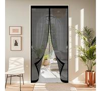 Magnetic Screen Door 87 x 206 cm Powerful Magnets, No Drill Installation, Automatically Closes, for Keeping Out Flies & Bug Heavy Duty Self-Sealing Mesh for Patio Doors Balcony, Black