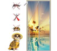 Magnetic Screen Door 90 x 190 cm Let Fresh Air in,Easy Installation Keep Bugs/Flys/Mosquitoes Out Gray