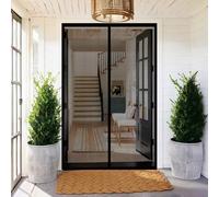 Magnetic Screen Door 90 x 202 cm Powerful Magnets and Magic Tape, No Drill Installation, Automatically Closes Keeps Bugs Out Magnetic Fly Screens for Doors for Bedroom, Black