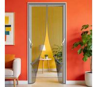 Magnetic Screen Door 90 x 204 cm Powerful Magnets Flyscreen French Doors Easy to Install Without Drilling for Home, Bedroom, Living Room, Kitchen, Patio, Grey