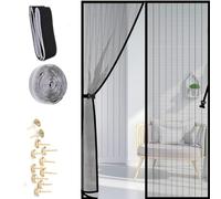 Magnetic Screen Door 90 x 210 cm - Heavy Duty Hands-Free Fly Screen with Self-Sealing Magnets - Keep Open Tie-Back - Pet & Child Friendly Mesh Curtain for Doors