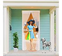 Magnetic Screen Door, 90x205cm Mesh Fly Curtain Keep Insects Out,Top-to-Bottom Seal Shut Automatically,Keep Fresh Air in&Bugs Out,Install Without Drilling White