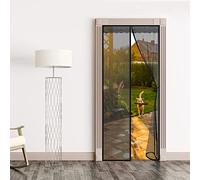 Magnetic Screen Door, 90x210cm Heavy Duty Bug Mesh Curtain with Powerful Magnets and Full Frame, No Gap Balcony Insect Privacy Door Screen, Black