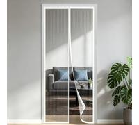 Magnetic Screen Door 92 x 168 cm Powerful Magnets Full Frame Magic Tape Door Fly Screen No Drill Installation Automatically Closes for Patio Doors Balcony Bedroom Doors, White