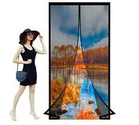 Magnetic Screen Door 92 x 210 cm Door Fly Screen Curtain Without Drilling Top-to-Bottom Seal Automatically for Balcony Living Room Children's Room, Black