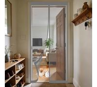 Magnetic Screen Door 92 x 220 cm Keeps Bugs Out, Lets Fresh Air in, No Gap, Snap Shut Automatically, Hands Free Magnetic Door Screen for Patio Doors Balcony Bedroom, Grey